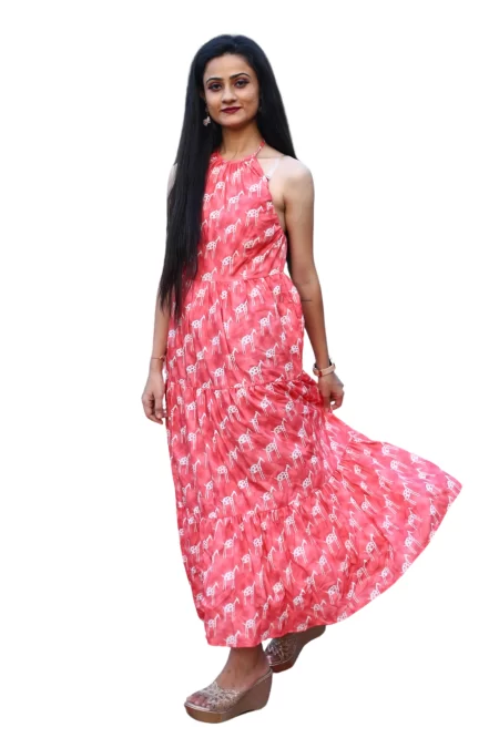 SUNSET BLAZE HALTER DRESS